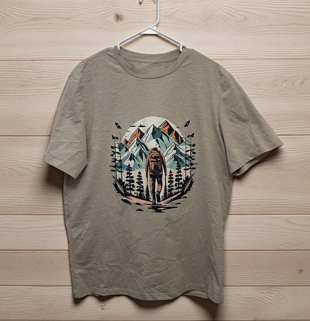 Hiking Outdoor Tan T-shirt Large Unisex New without Mountains Outdoorwear casual